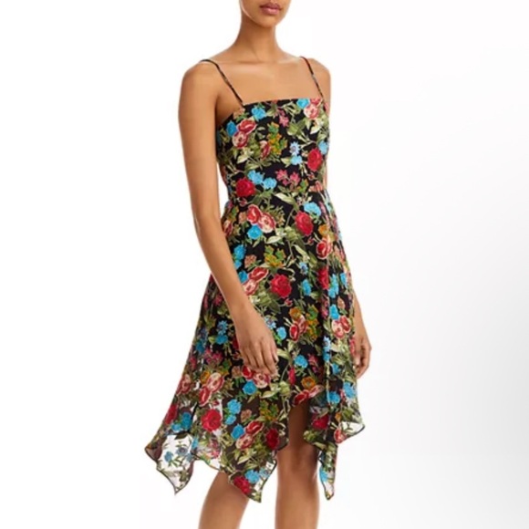 Alice + Olivia Dresses & Skirts - Alice + Olivia Heather Handkerchief Floral Silk Blend Dress Size 4